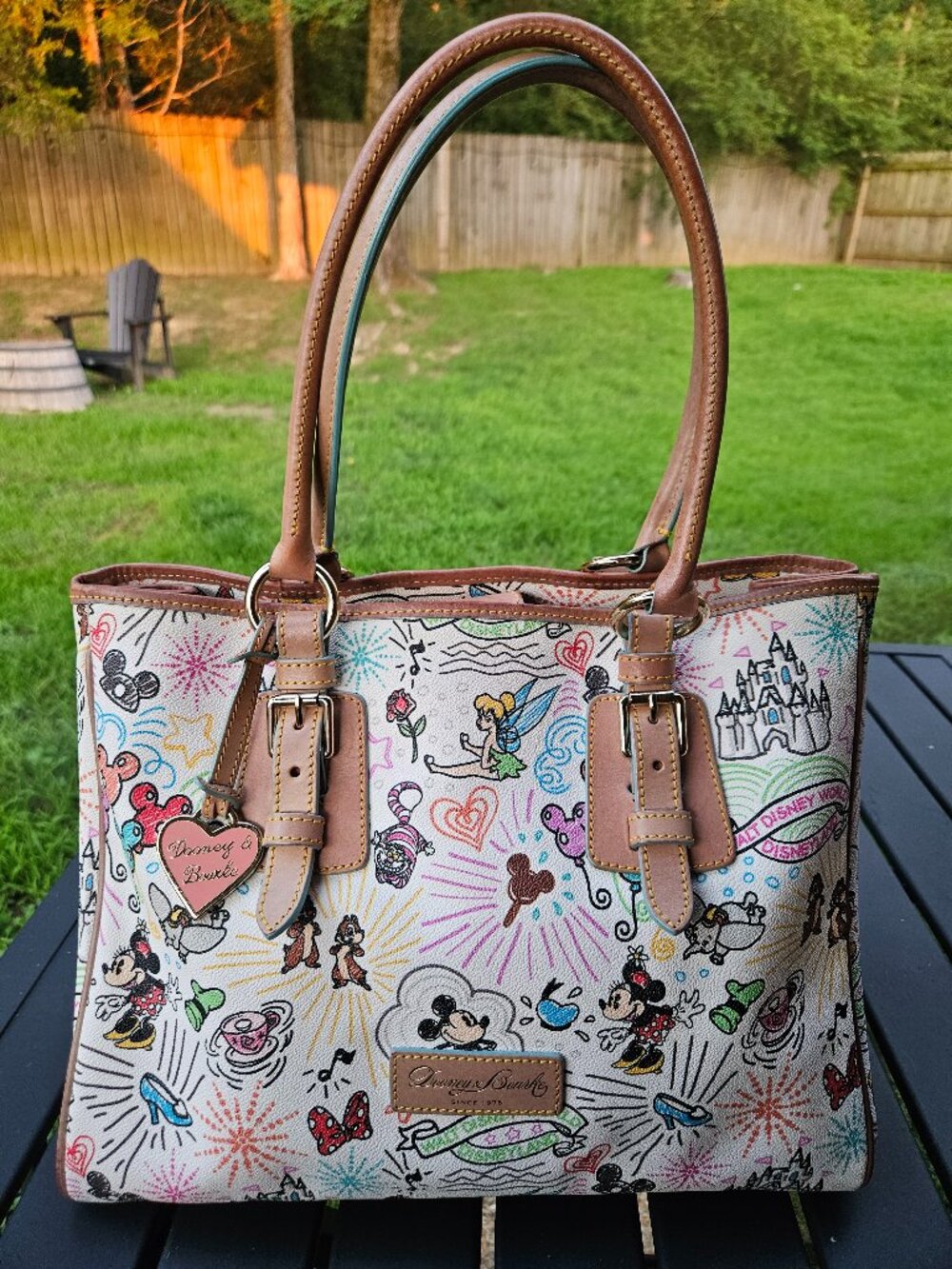 Genuine Authentic Dooney & Bourke Disney Tote Sketch Shopper with Gold Buckles